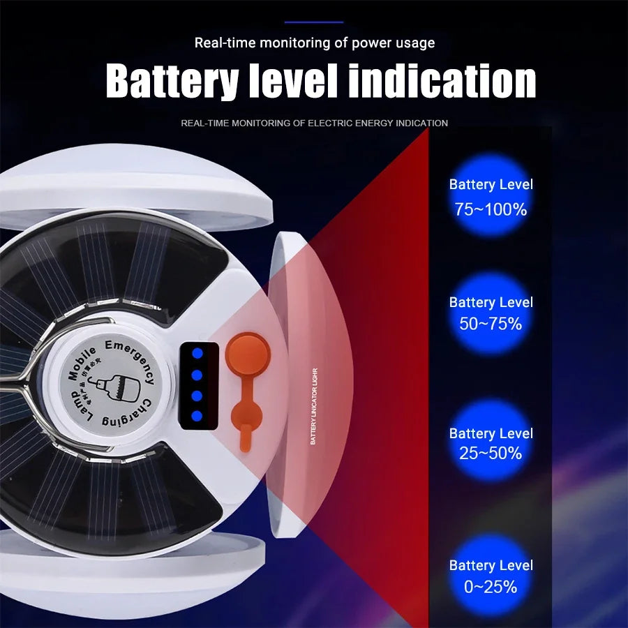 Solar LED Rechargeable Lantern (6 Modes, Power Bank)