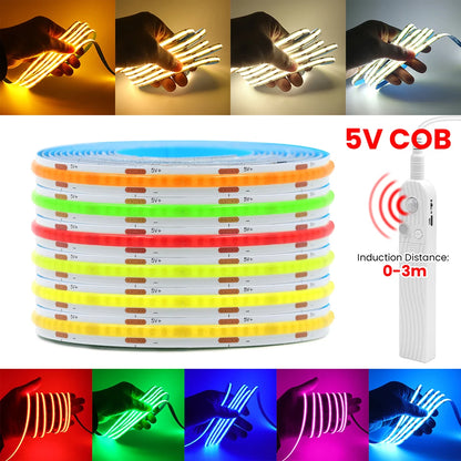 5V Motion Sensor COB LED Strip Light (USB Powered)