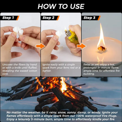 Portable Cotton Fire Starter Ki