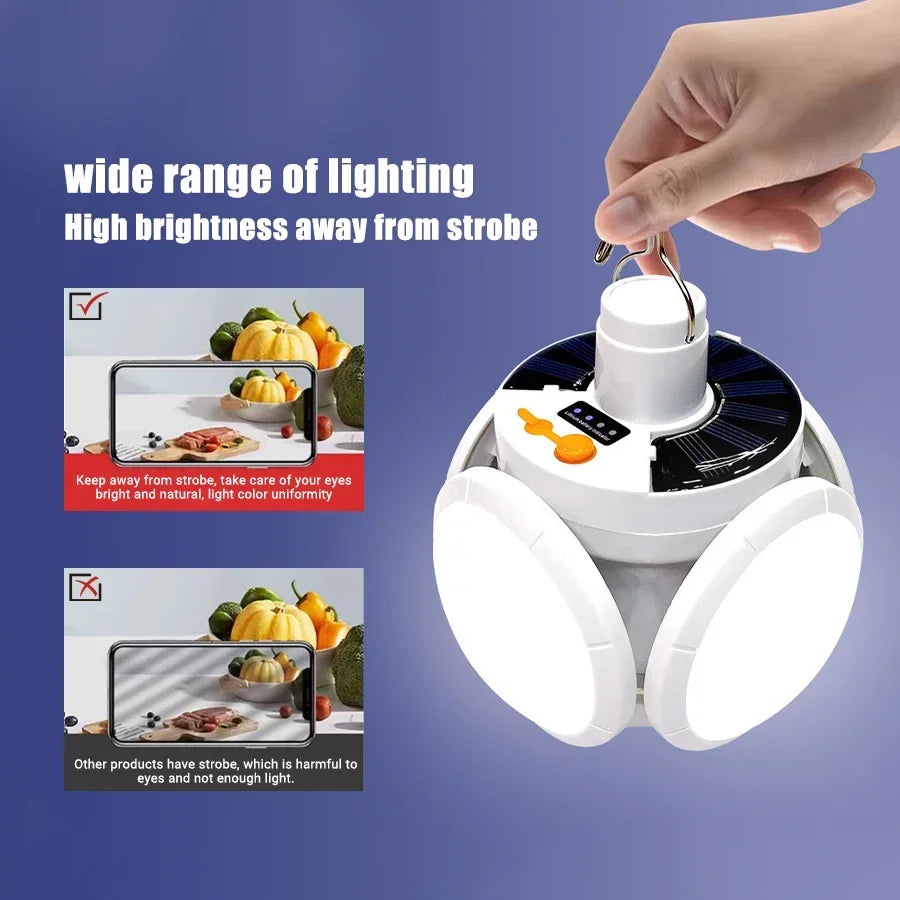 Solar LED Rechargeable Lantern (6 Modes, Power Bank)