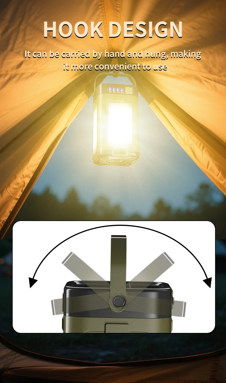 Solar Rechargeable Camping Light (Type-C + Power Bank)