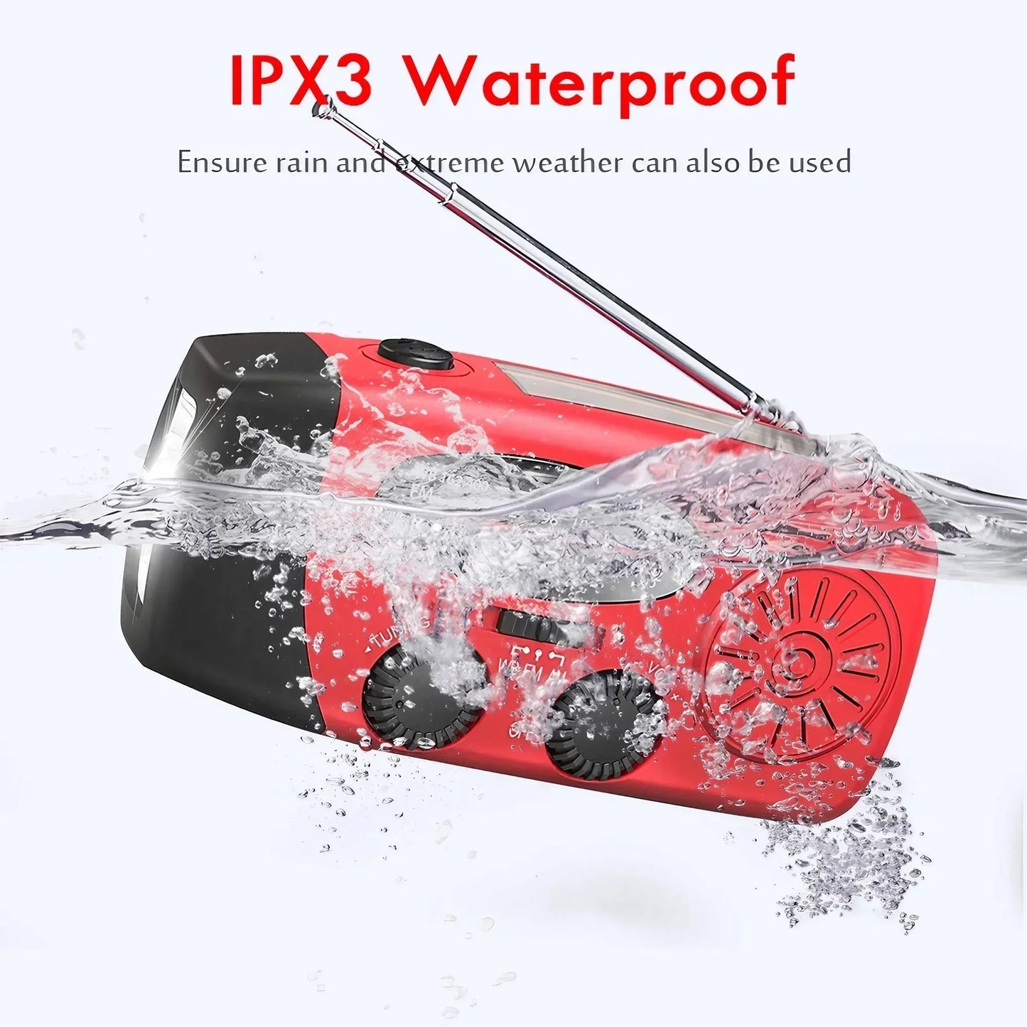 Solar Hand Crank Emergency Radio (AM/FM, Flashlight)
