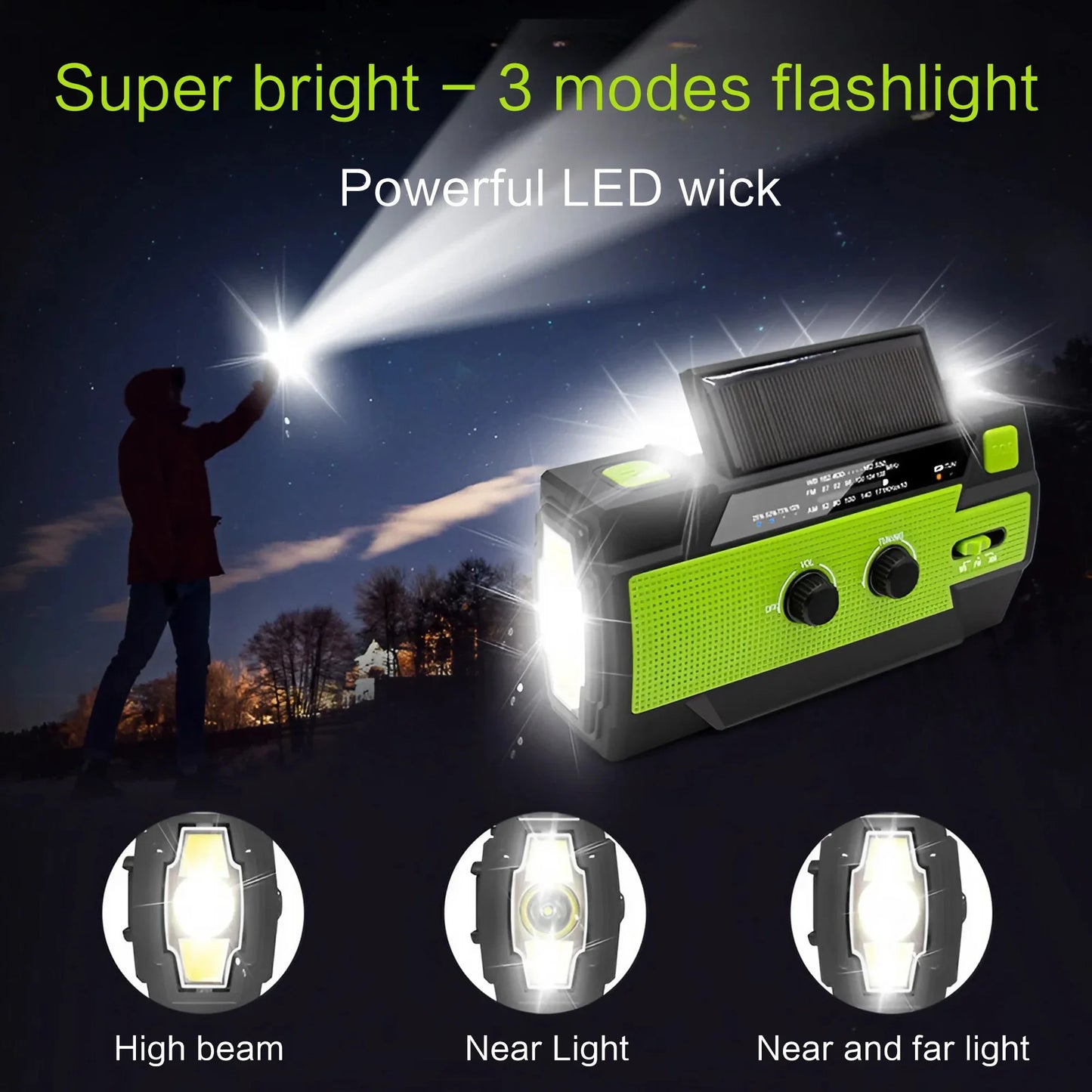 Solar Hand Crank Emergency Radio (AM/FM, Flashlight)