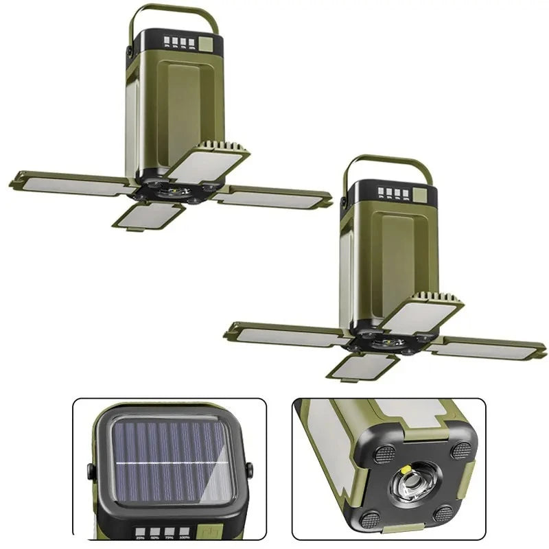 Solar Rechargeable Camping Light (Type-C + Power Bank)