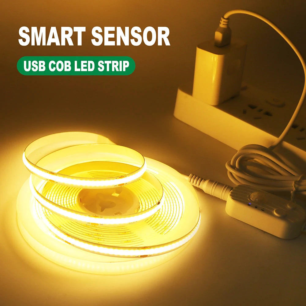 5V Motion Sensor COB LED Strip Light (USB Powered)