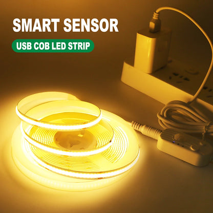 5V Motion Sensor COB LED Strip Light (USB Powered)