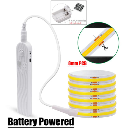 5V Motion Sensor COB LED Strip Light (USB Powered)