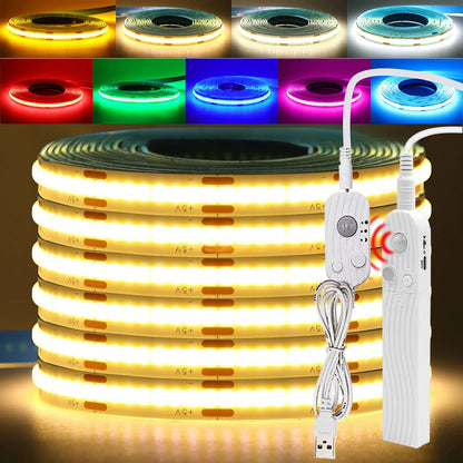 5V Motion Sensor COB LED Strip Light (USB Powered)