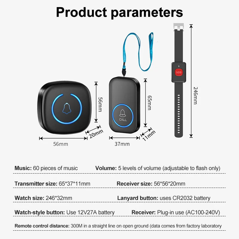 Wireless SOS Call Button (Lanyard Emergency Pager)