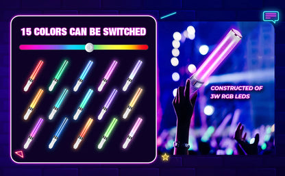 K-Pop Color Changing Lightstick (15 Colors, Reusable)