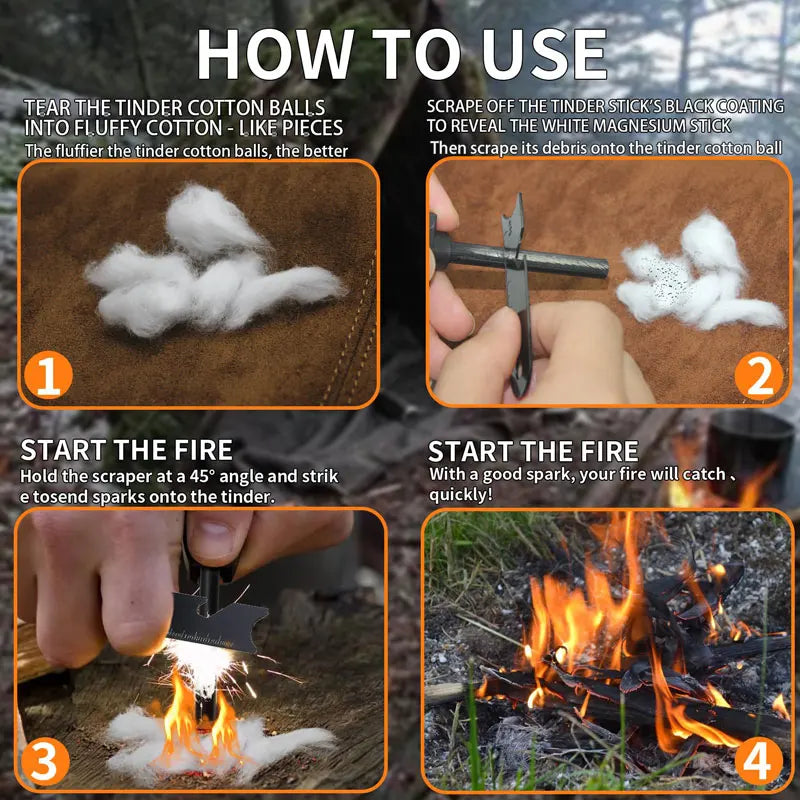 Portable Cotton Fire Starter Ki