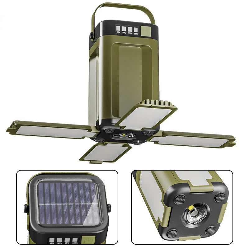 Solar LED Rechargeable Lantern (6 Modes, Power Bank)