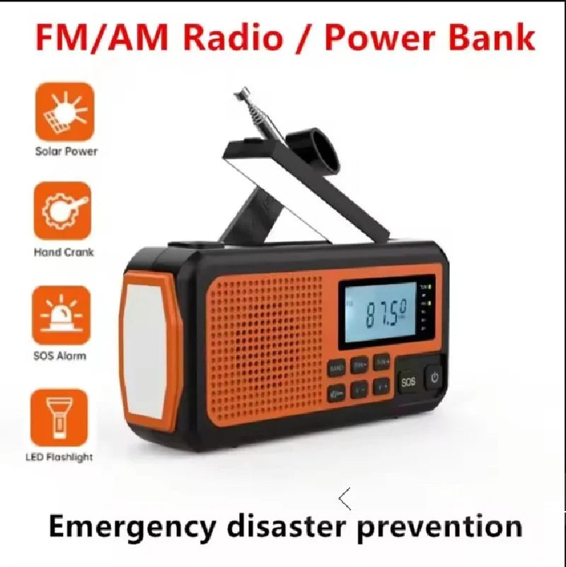 Emergency Solar Hand Crank Radio (AM/FM, LED Torch)