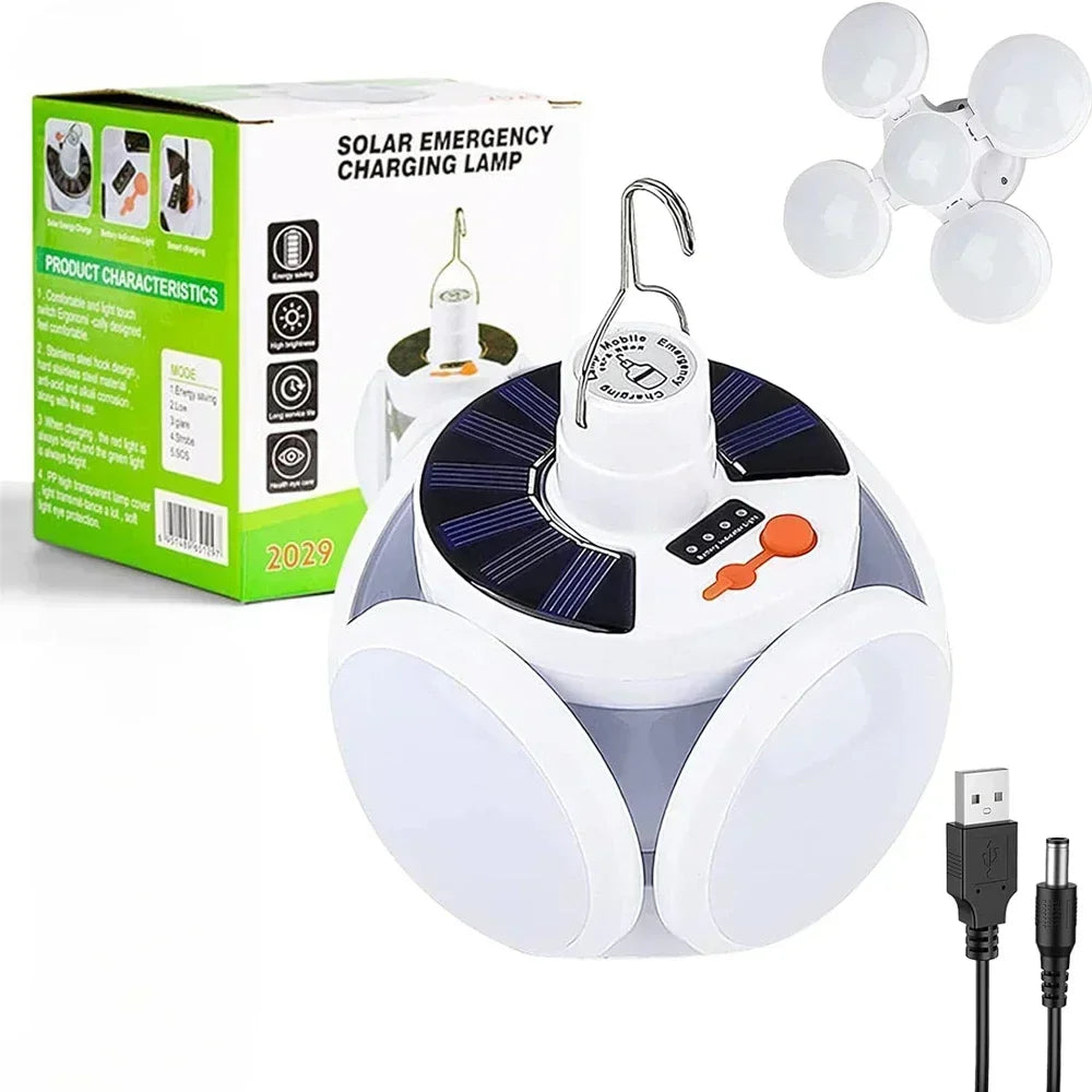 Solar LED Rechargeable Lantern (6 Modes, Power Bank)