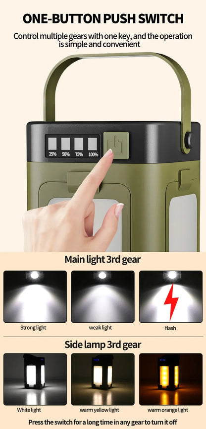 Solar Rechargeable Camping Light (Type-C + Power Bank)