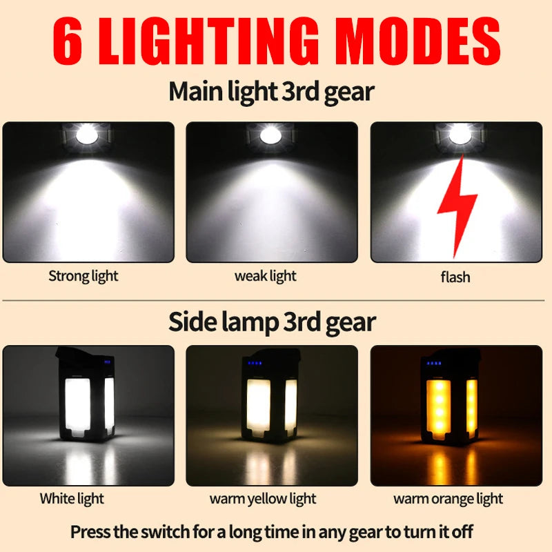 Solar Rechargeable Camping Light (Type-C + Power Bank)