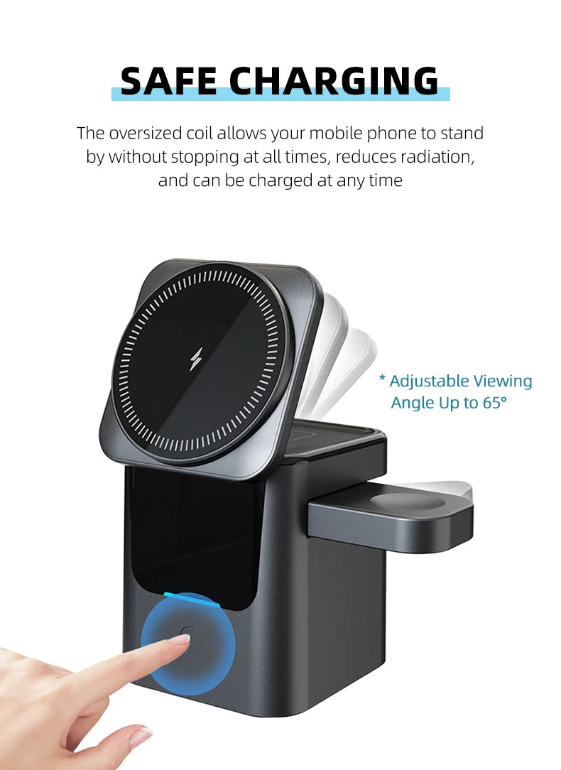 Magnetic 3-in-1 Wireless Charging Station (15W)